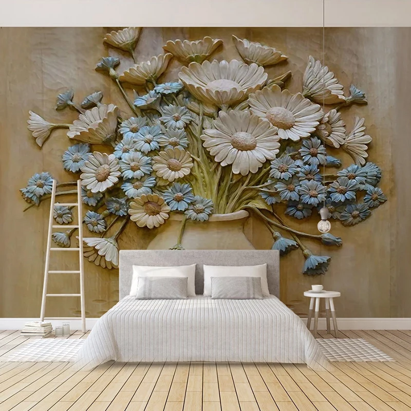 3D тисненые вазы любого размера на заказ цветочные художественные обои настенная