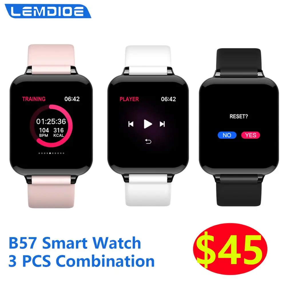 LEMDIOE 3 шт. комбинированные b57 Смарт часы для мужчин и женщин мониторинг сердечного