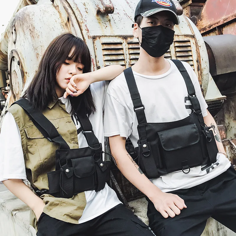 

Functional Tactical Chest Bag For Men Fashion Bullet Hip Hop Vest Streetwear Bag Waist Pack Women Black Chest Rig Bag