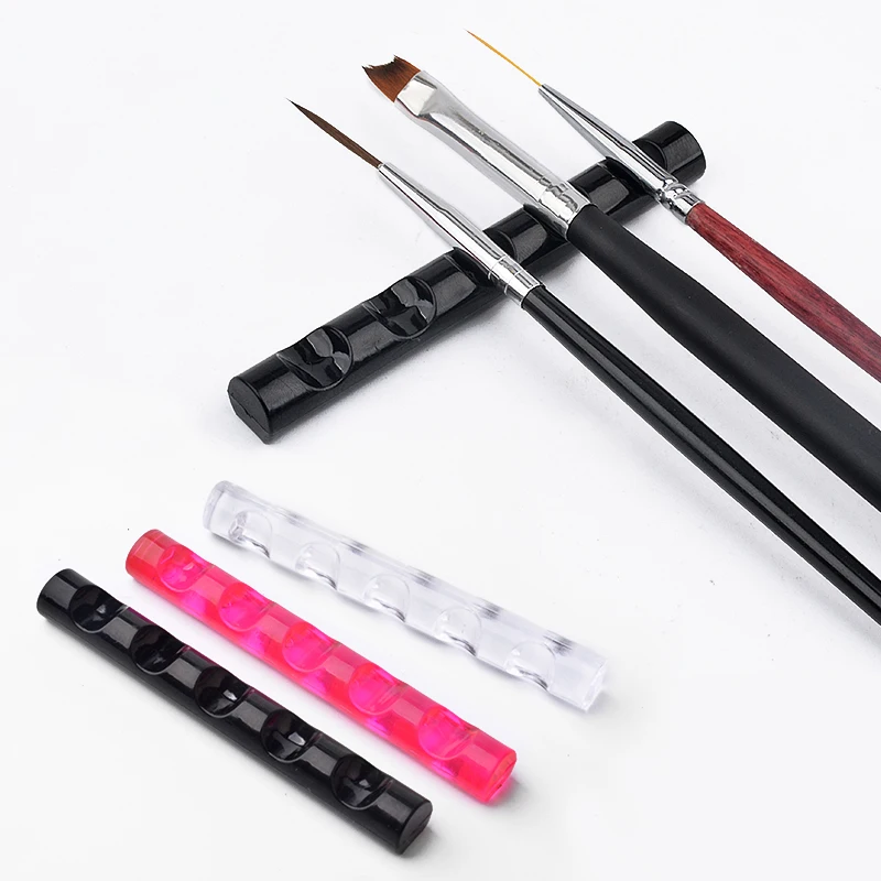 

1PC Nail Art Brush Pen Holder Stand 5 Grids Nail Brush Pens Clear/Pink/Black Brushes Rest Acrylic Display Manicure Tools