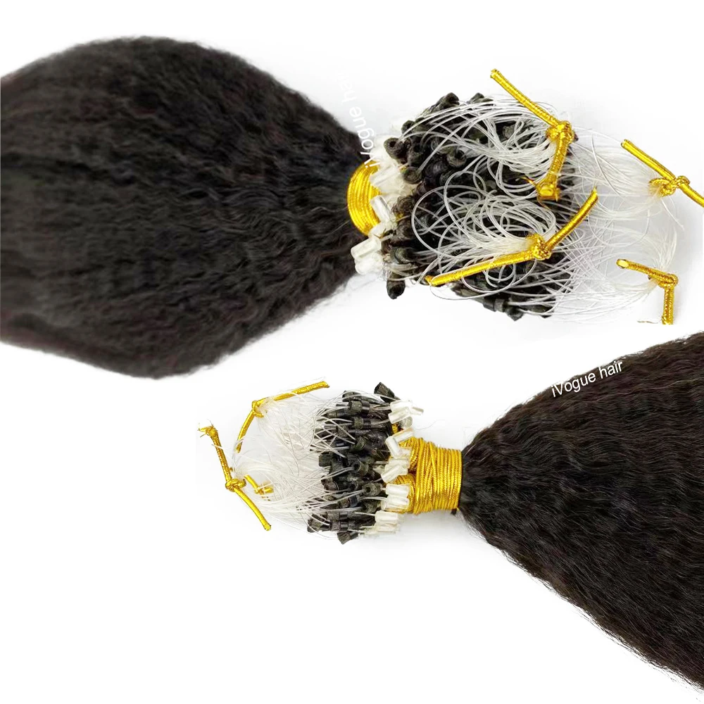 Прямые удлинители волос Yaki с микро-петлей для черных женщин бразильские волосы