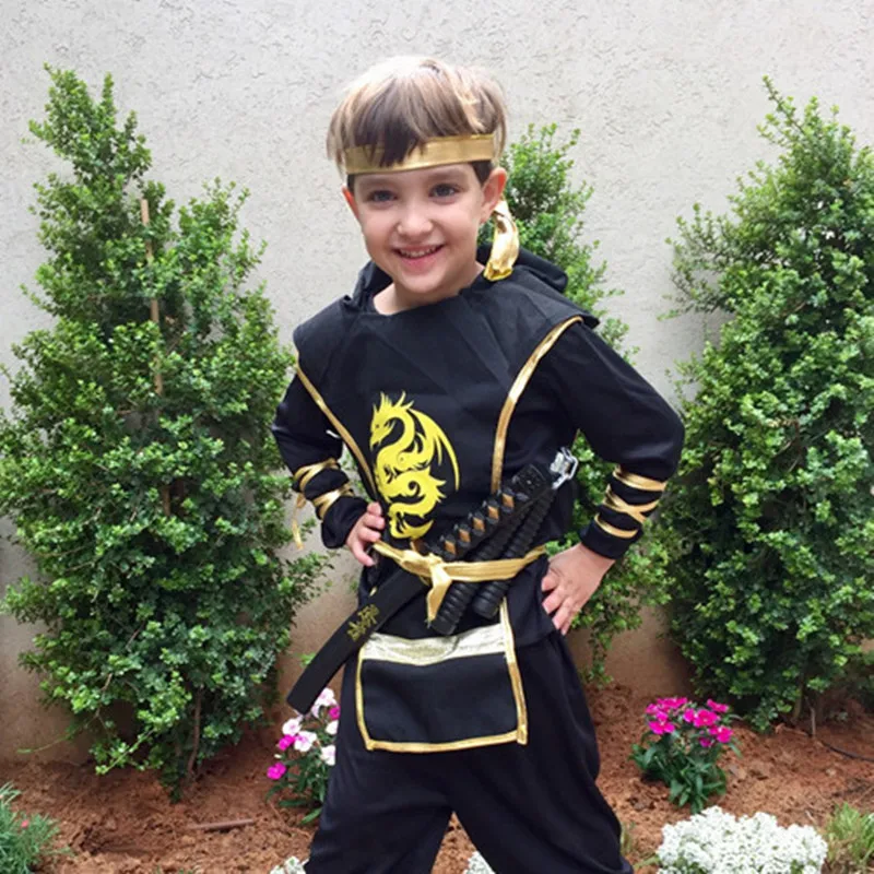 Дети ниндзя Дракон Хэллоуин Косплэй костюм для мальчиков и девочек день рождения