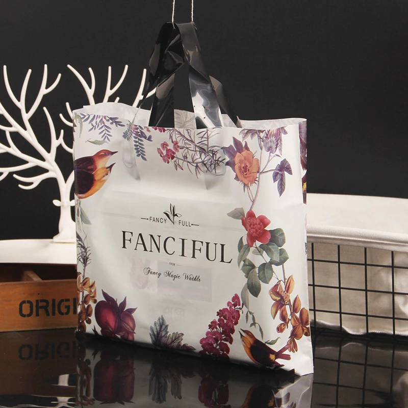 48 шт белый цветок и птица шаблон одежды сумка черная ручка большой емкости