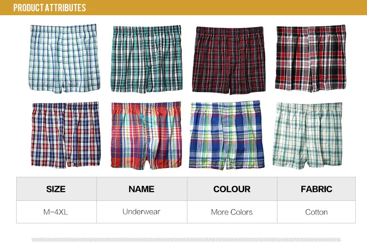 High Quality Brand 4-Pack Men's Boxer Shorts Woven Cotton 100% Classic Plaid Combed Male Underpant Loose Breathable Oversize tight boxers
