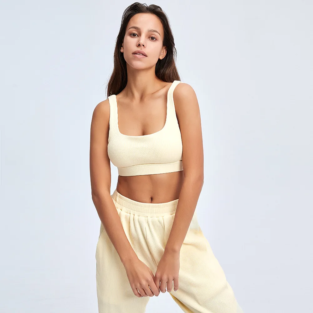 

European and American autumn and winter women's casual fashion bra trousers hiking sports fitness two-piece suit women