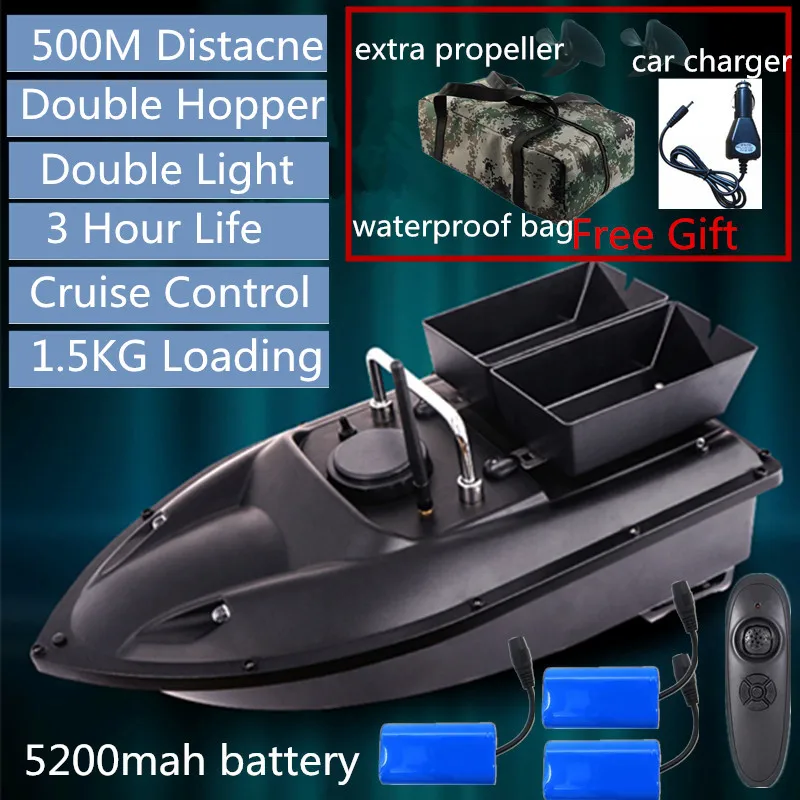 180minis life 500m дистанция двойная Воронка RC рыболовная приманка лодка с 3 шт. 5200 мАч