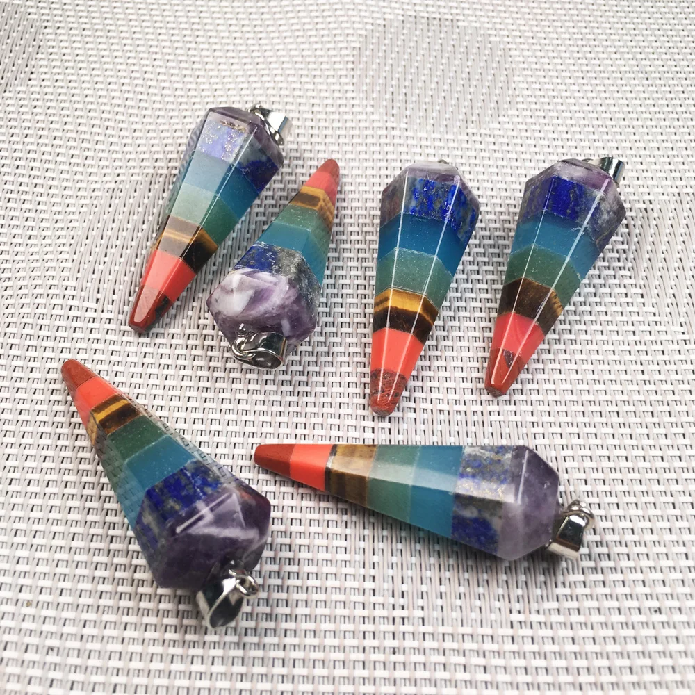 

1PC Natural Triangular Cone Semi-precious Stone Pendants Charms Pendants for Jewelry Making DIY Fit Necklaces Size 15x50mm