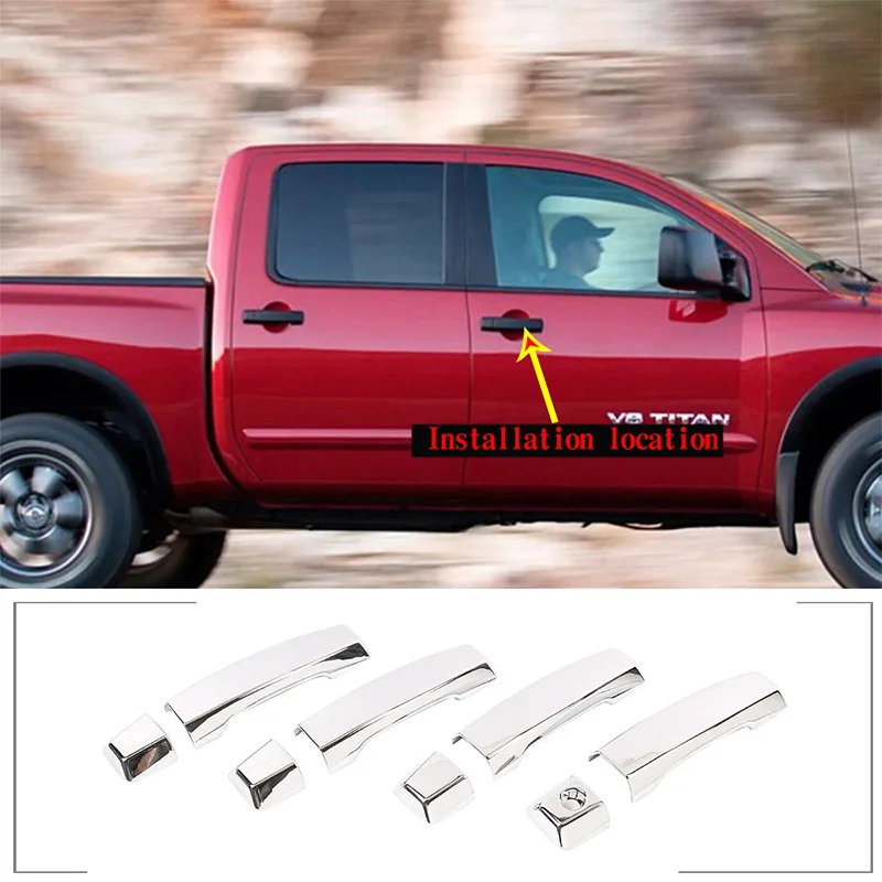 

For Nissan Titan 2004-2019 Car Modification ABS Bright Silver Car Exterior Door Handle Cover Decoration Sticker Car Accessories