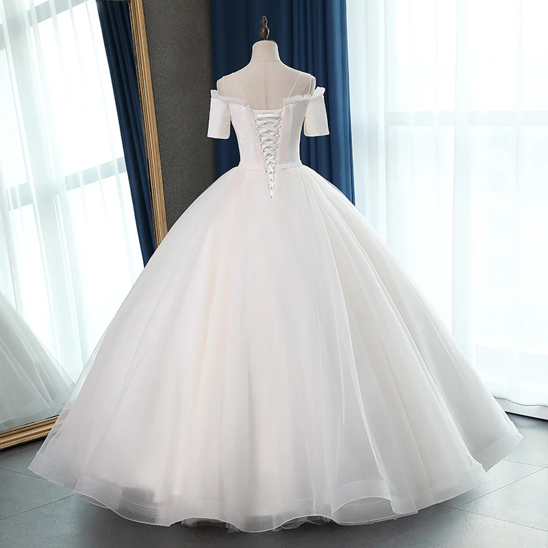 Fansmile короткий рукав качество Vestido De Noiva кружевное свадебное платье размера плюс Индивидуальные свадебные платья свадебное платье FSM-067F