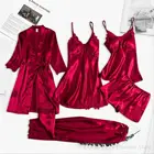 LOOZYKIT 5 шт. шелковый халат, Женская кружевная Пижама, комплект одежды для сна, Весенняя ночная рубашка