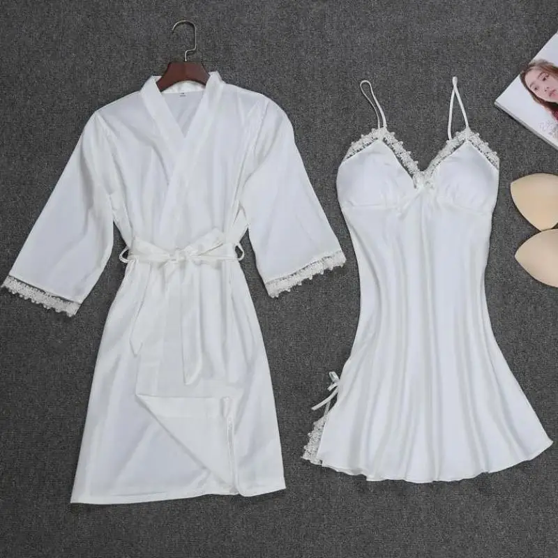 Костюм двойка халат костюм пикантные Для женщин Пижамный из вискозы с v образным