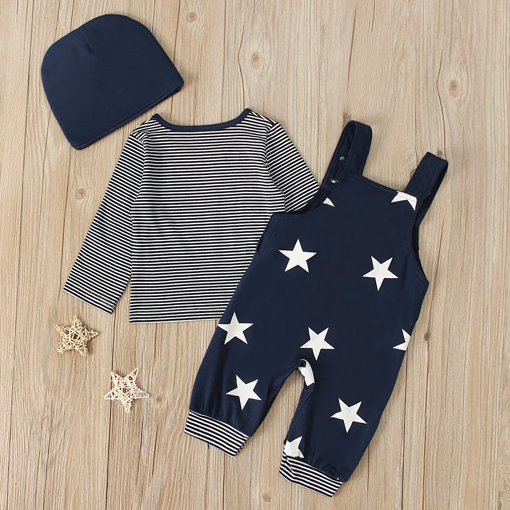 

Baby Boy Baby Christmas Set Star Print Rompers Trousers Headdress Set Three-piece Children's Clothing Sets