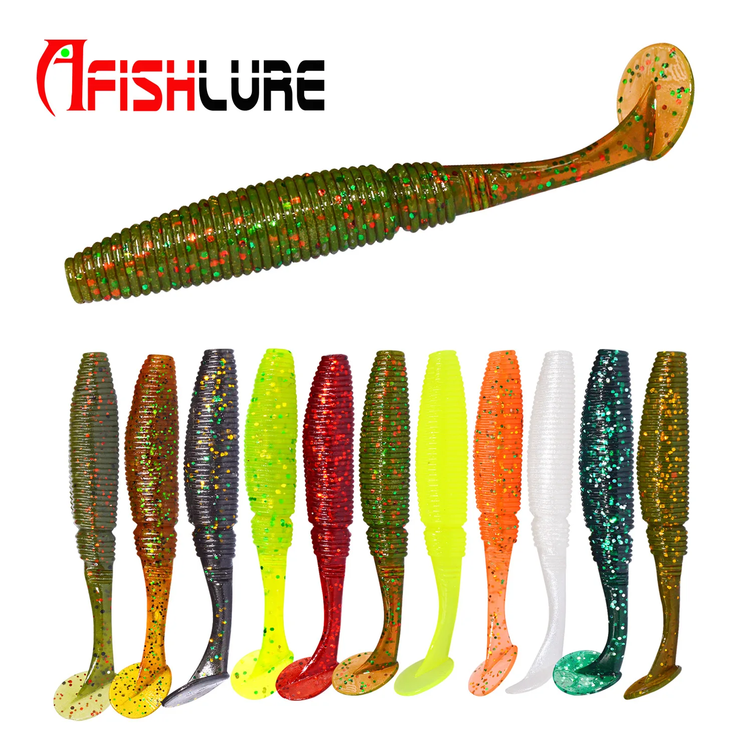 

Worm Fishing Lures 75mm Silicone Soft Lure T Tail Soft Bait Artificial Baits Bass Jig Wobblers Swimbait Tackle