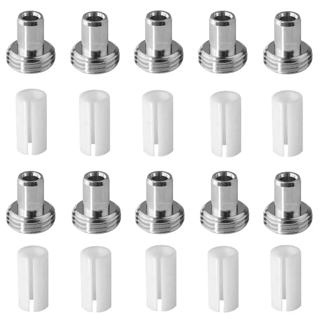 LeeBeTo 10PCS Ceramic Tube Sleeves and 10PCS Metal Head Connector Adapters for Fiber Optic Visual Fault Locator
