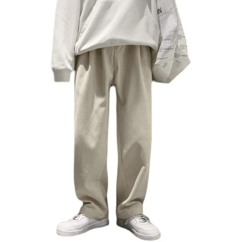 

Spring Corduroy Casual Pants Men's Korean Fashion Loose Solid Color Straight Pants Men Streetwear Hip Hop Wide Leg Pants Men