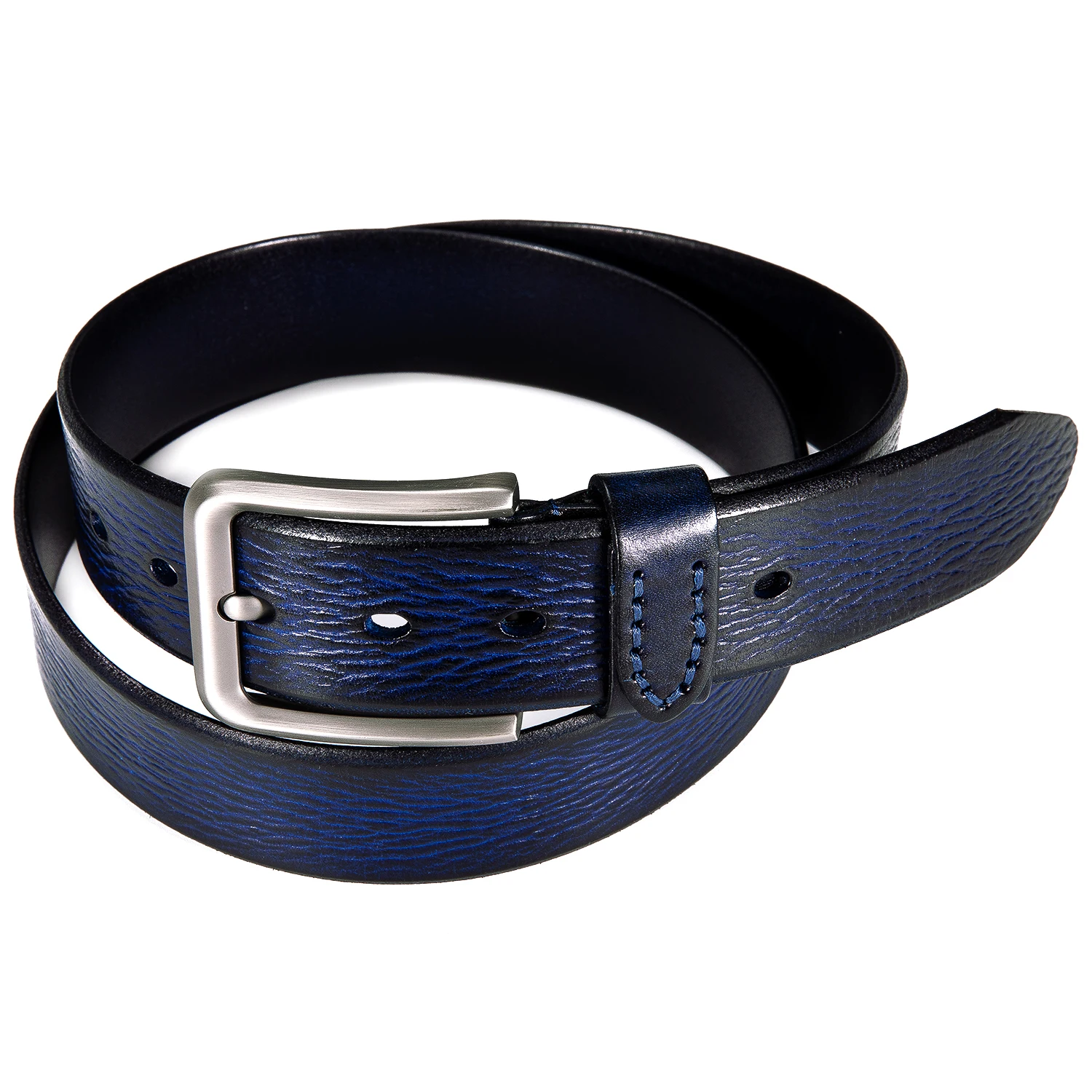 

Genuine Leather Men Pin Belt Vintage Men's Jeans Belt Fashion Blue Coffee Cowskin Alloy Pin Buckle Belt High Quality DiBanGu