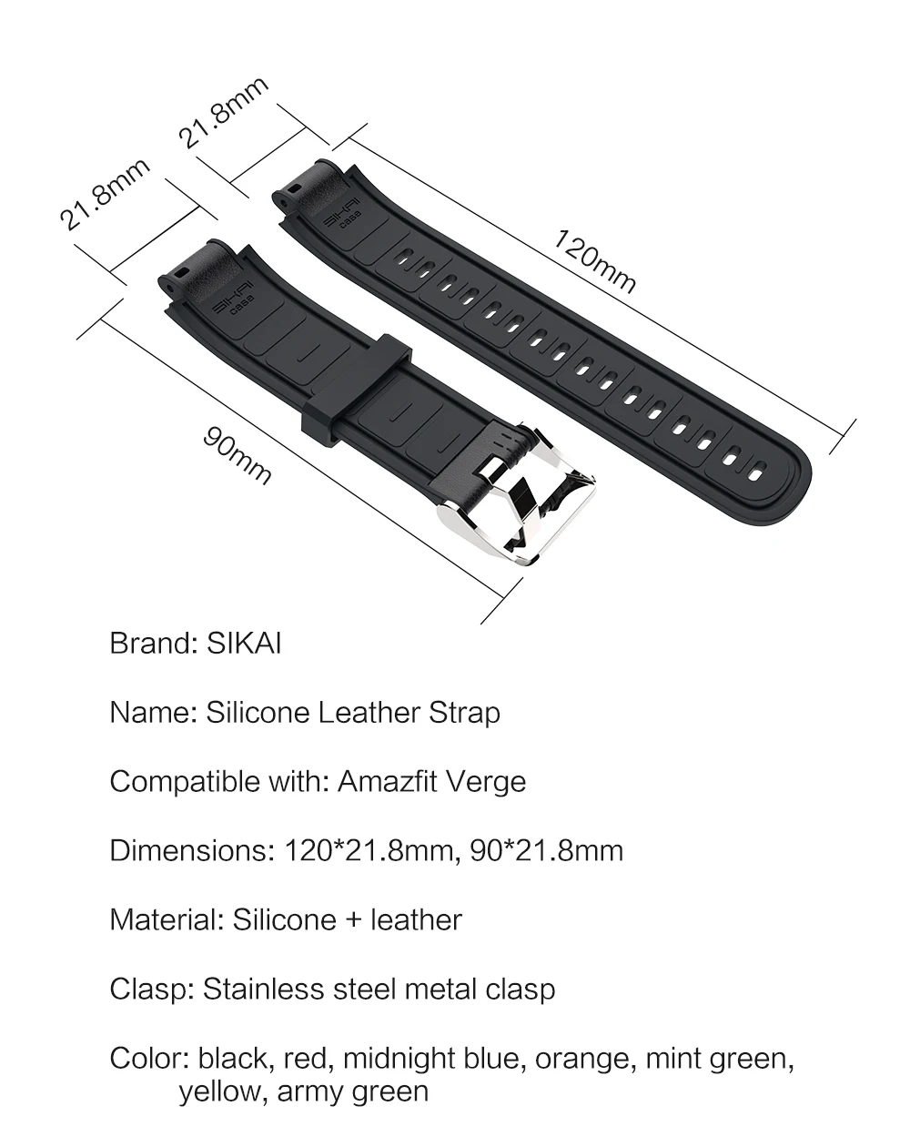 SIKAI силиконовый кожаный ремешок для часов Huami Xiaomi Amazfit Verge 3 lite часы высококачественный ремешок сменный Браслет для Huami 3