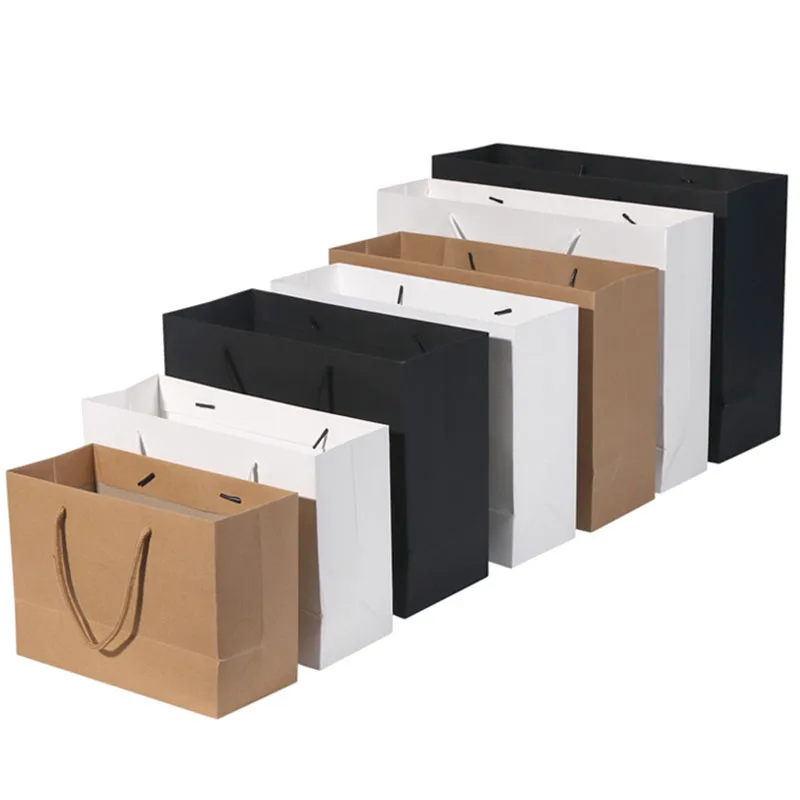 

5pcs Kraft Paper Gift Bag Packaging with Handles Wedding Favors for Guests Baby Shower Party Decoration Supplies Shopping Bag