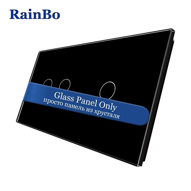 Rainbo Роскошный Crystal White Стекло Панель 2 кадра 2 Gang+ 2 gang переключатель Панель ЕС Стандартный для DIY интимные аксессуары a2922w/B1 - Цвет: Black 2gang-1gang