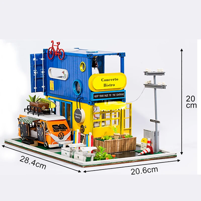 

DIY RV container Campervan 3D wooden summer car doll house Furniture Miniature Dollhouse Hand Assemble House Toys for Children