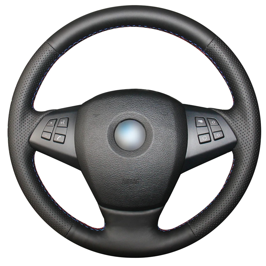 

Hand-stitched Black Artificial Leather Anti-slip Comfortable Soft Car Steering Wheel Cover for BMW X5 E70 2006-2013