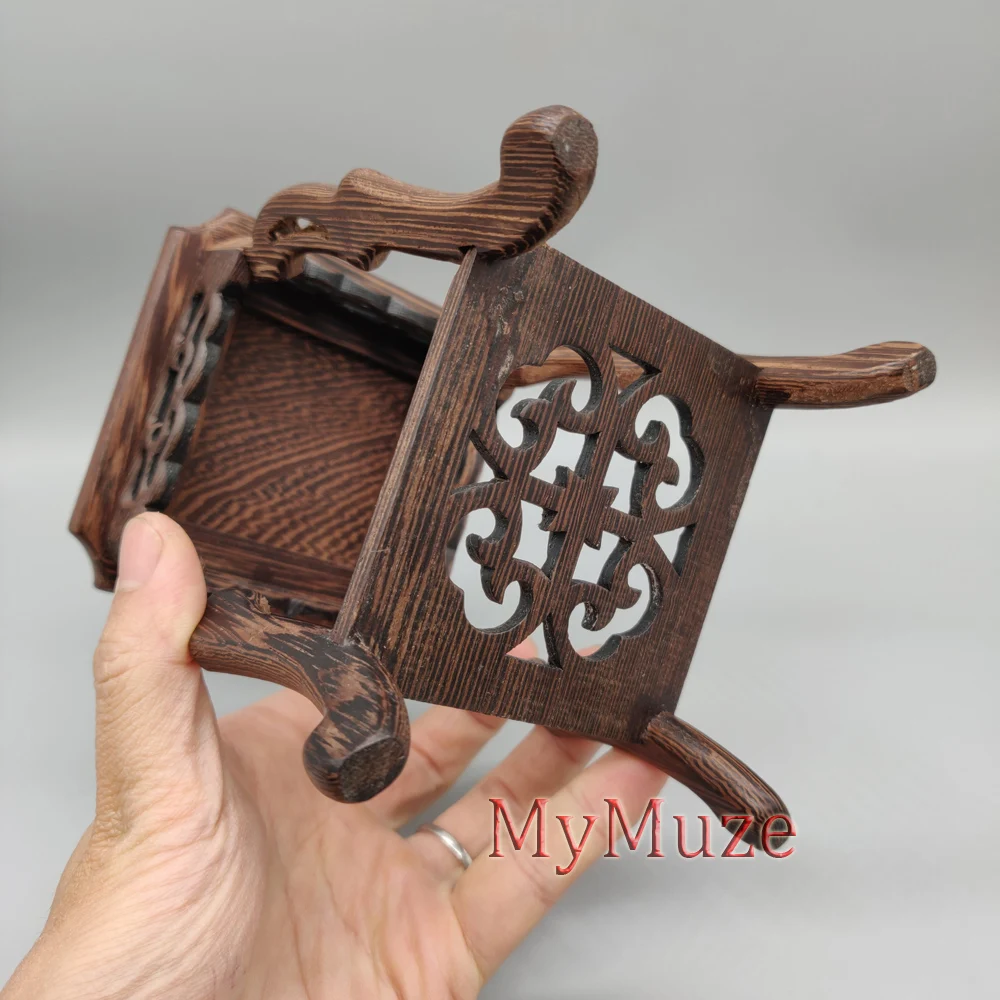 Малый квадратный полукаскадный бонсай дисплей Mame деревянная подставка 9.5x9.5x14.5cm |