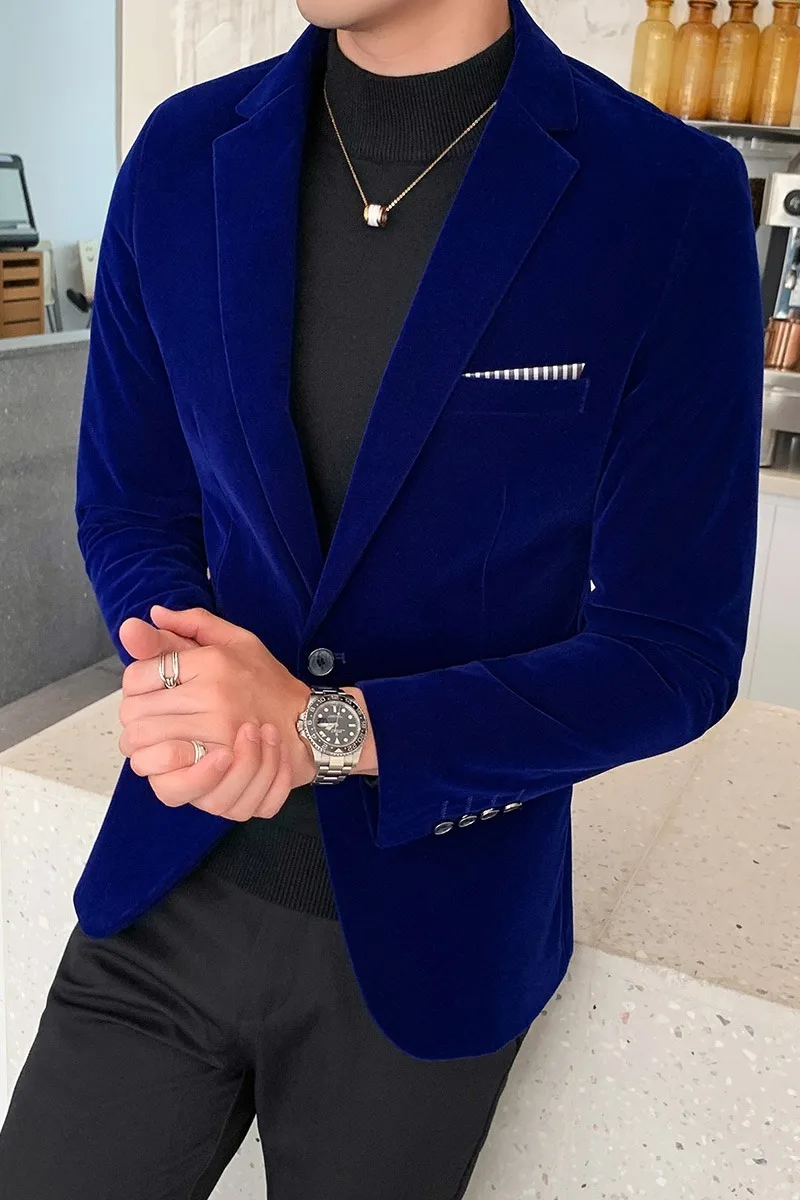 

Velvet Jacket Men's High-quality Suit Jacket Fashion Casual Suit Jacket Wedding Party Stage DJ 2021 Men's Business Suit Jacket