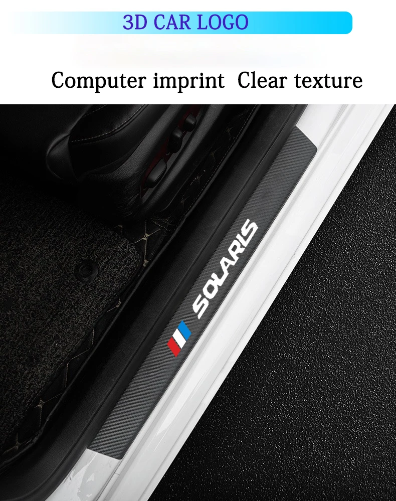 

For Hyundai SOLARIS 2017 2018 2019 Car Sticker 4 pcs car door sill protector leather carbon fiber vinyl stickers Car Accessories