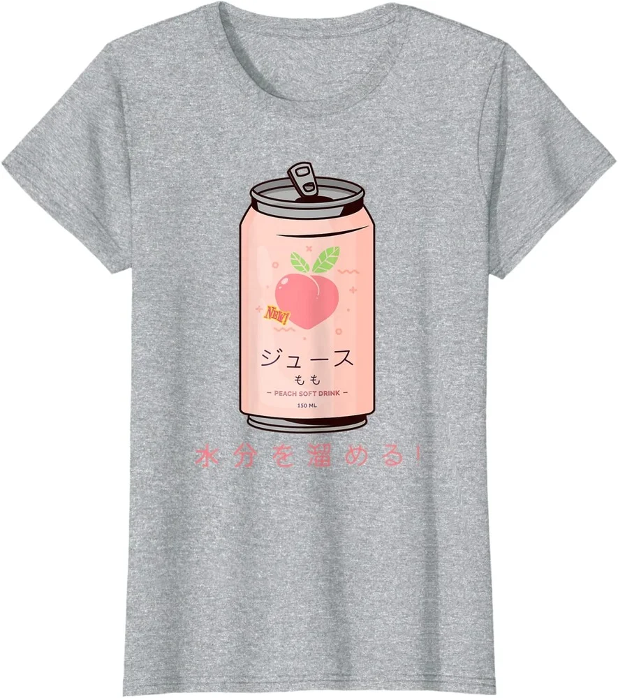 

2021 T Shirt Women Kawaii Summer Tops T-shirt Graphic Tees Fashion Tee 90s Japanese Aesthetic Peach Juice Can Aesthetic T-Shirt