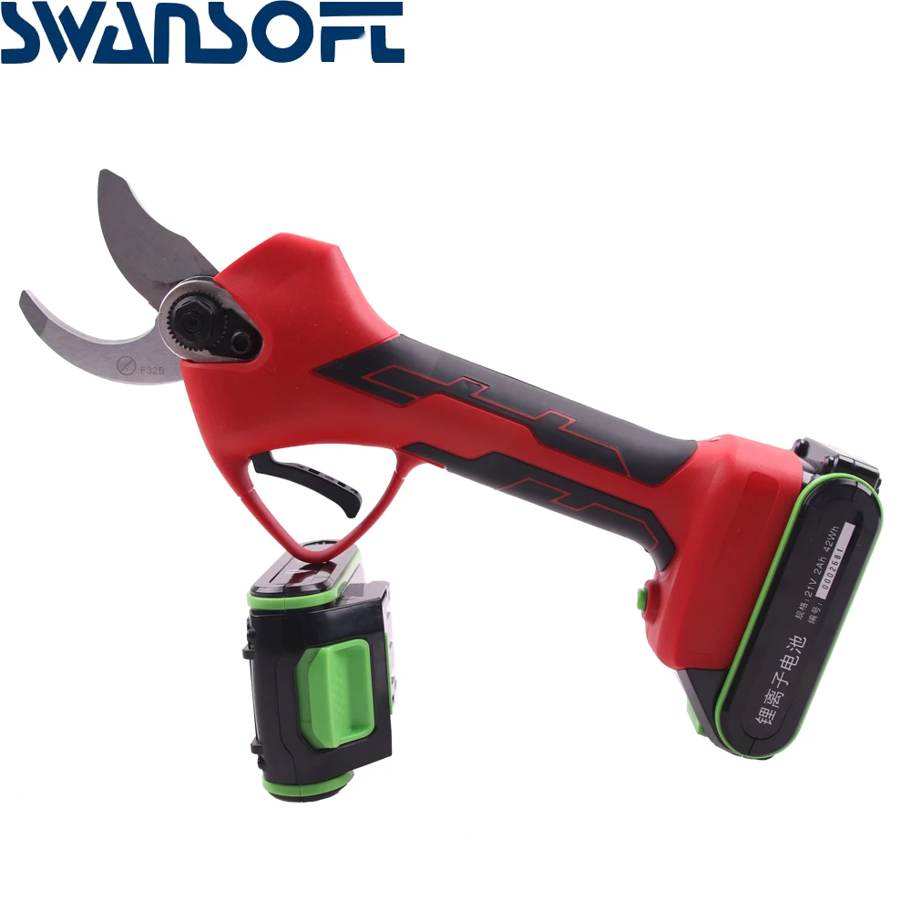 

SWANSOFT CE FC certificate orchard electric pruner battery pruning shear cordless two batteries attached 21v 32mm