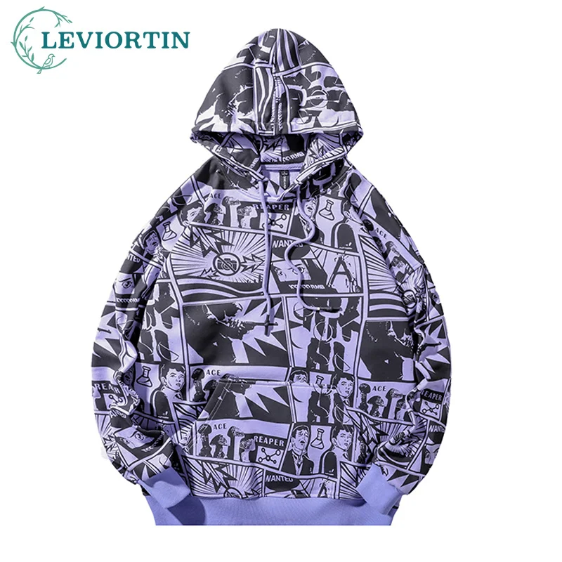 

Hip Hop Oversized Hoodies Women Cartoons Printed Pullover Sweatshirts Fashion Causal Loose Hooded Coat Clothing Male Plus Size