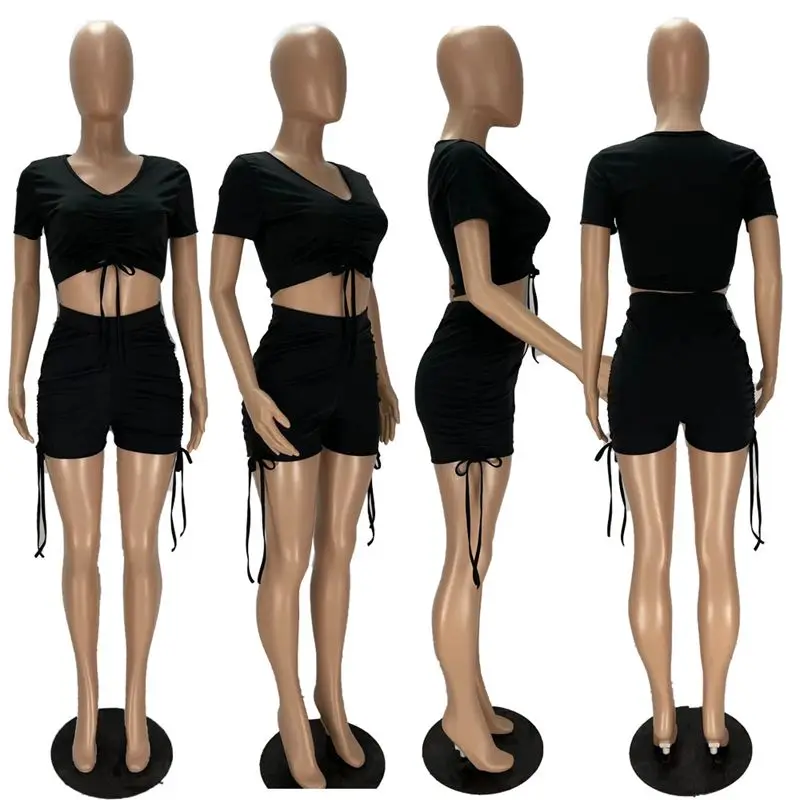 

ZOOEFFBB Sexy Tracksuit 2 Piece Set Crop Top and Shorts Loungewear Matching Sets 2021 Fashion Women Summer Clothes Club Outfits