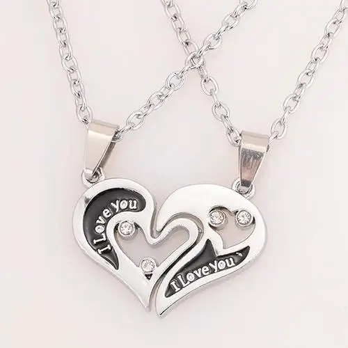 

Mens Women Couple I Love You Crystal Rhinestone Heart Pendant Chain Necklace Jewelry Romantic Creative Couple Choker Gifts HOT !