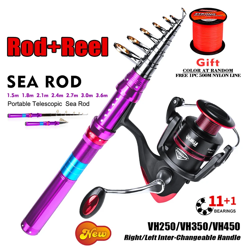 

Rod Reel Line Fishing Combo 1.5M 1.8M 2.1M 2.4M 2.7M 3.0M 3.6M Portable Telescopic Carbon Sea Rod 5.0:1 11+1BB 8KG/13KG Reels