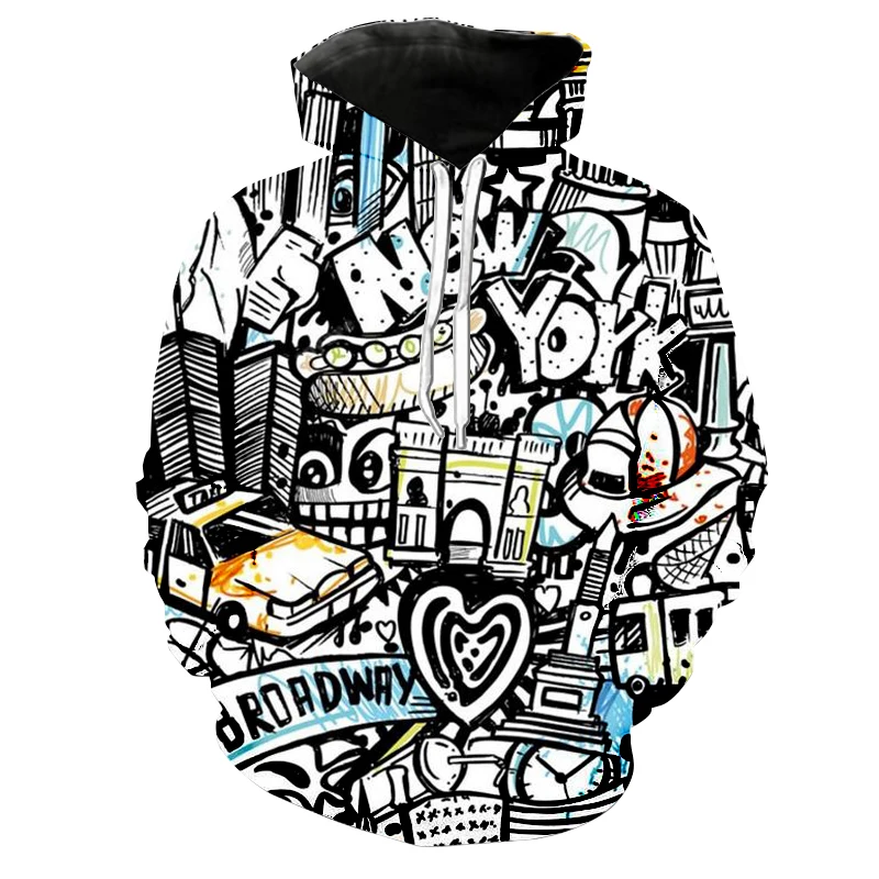 

Мужская толстовка с капюшоном и 3D-принтом, в стиле Харадзюку