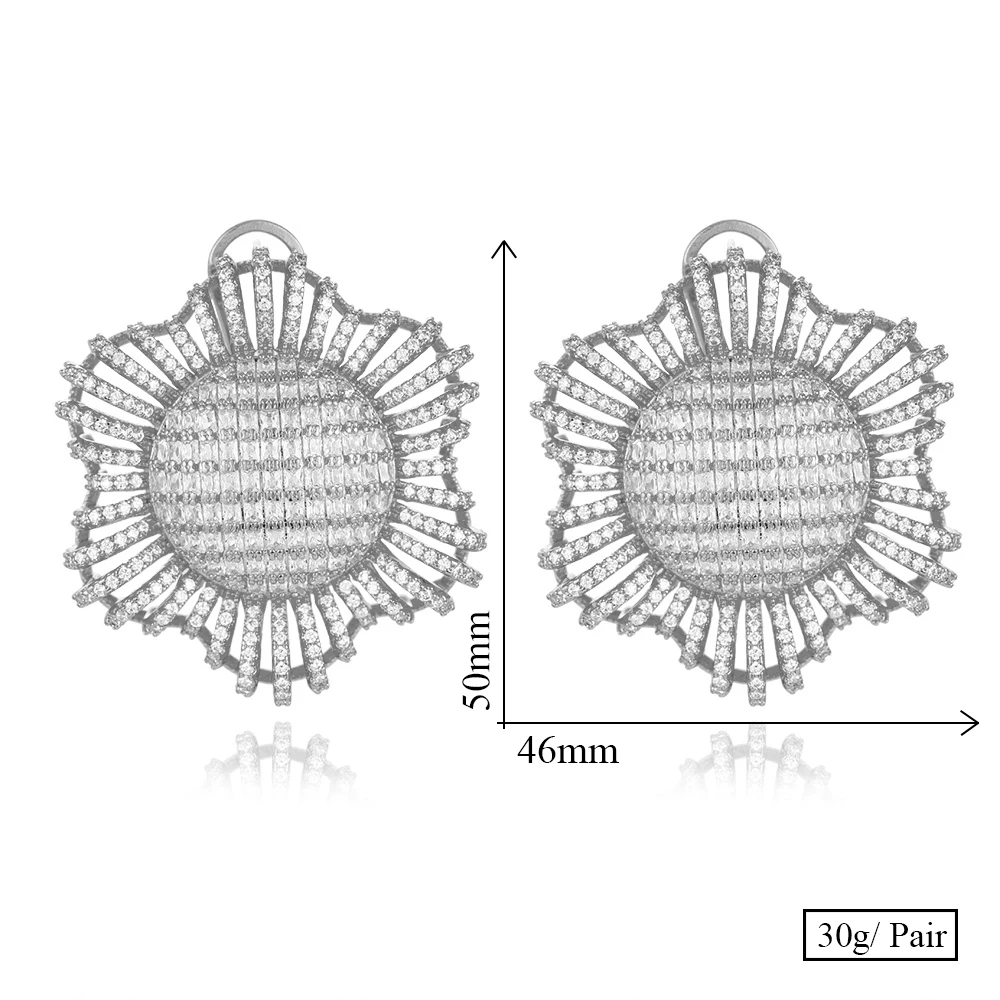 

GODKI Jimbora Trendy Luxury Big 3 Tone Hollow Flower Hollow Earrings For Women Wedding Cubic Zircon CZ Indian Bridal Earrings