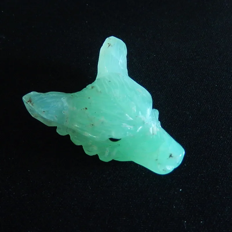 Резные Природные Chrysoprase голова Волка полудрагоценные камни, ювелирные аксессуары кулон, 46x35x15 мм, 22,7 г