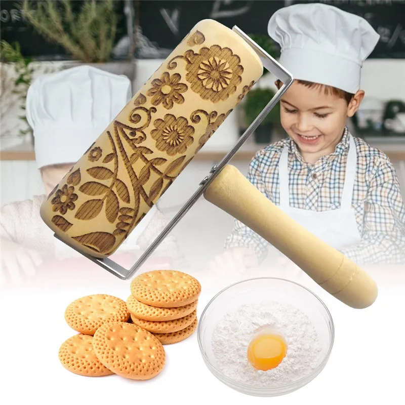 2020 Рождественская Скалка с тиснением деревянная для выпечки печенья помадки