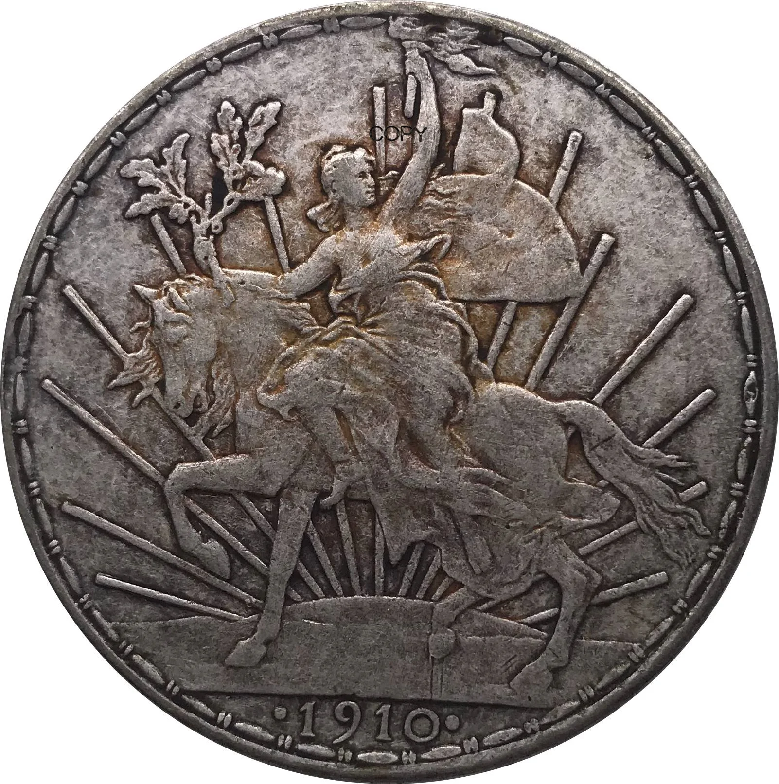 Медная копия монеты Мексики 1 песо 1910 года