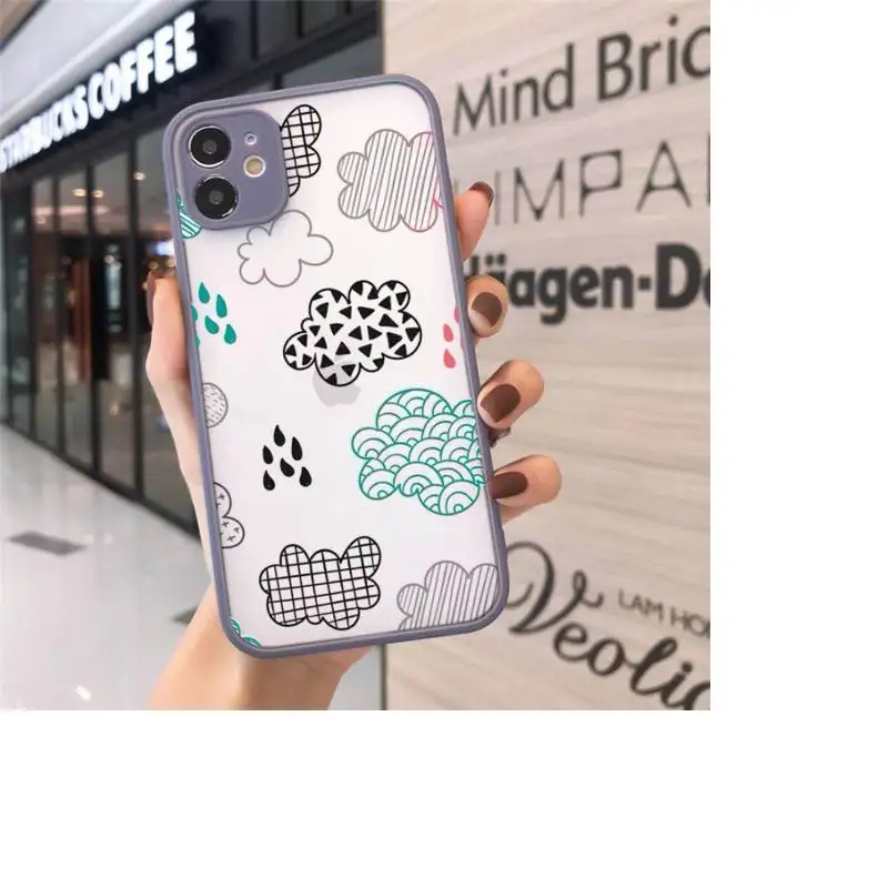 

Cartoon rainbow cloud cute Phone Case Matte Transparent for iPhone 7 8 11 12 s mini pro X XS XR MAX Plus cover funda