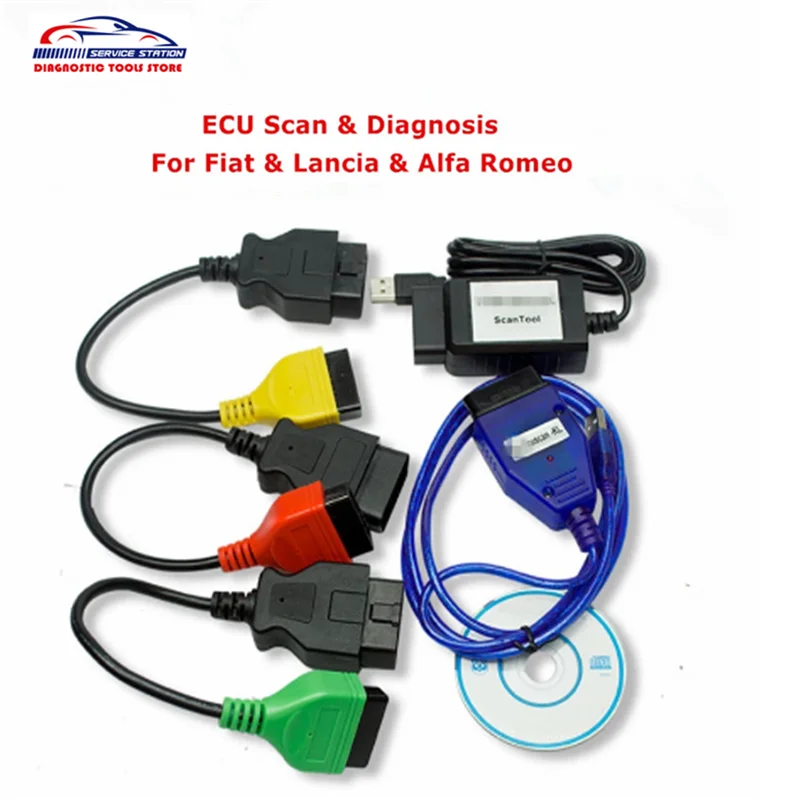 

Professional For Fiat ECU Scan Diagnostic Cables Adapters FiatECUScan + MultiECUScan For Fiat / Alfa Romeo / Lancia OBD2 Scanner