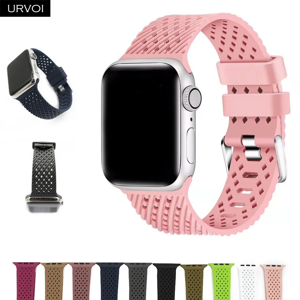 URVOI спортивный ремешок для Apple Watch series 5 4 3 2 1 iWatch 40 44 мм Мягкий TPE наручные часы с