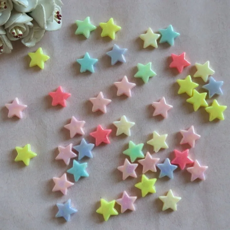 

50Pcs/Lot 14mm Mixed AB Color Star Shape Straight Hole Plastic Beads For Jewelry Making DIY Bracelet Necklace Accessories