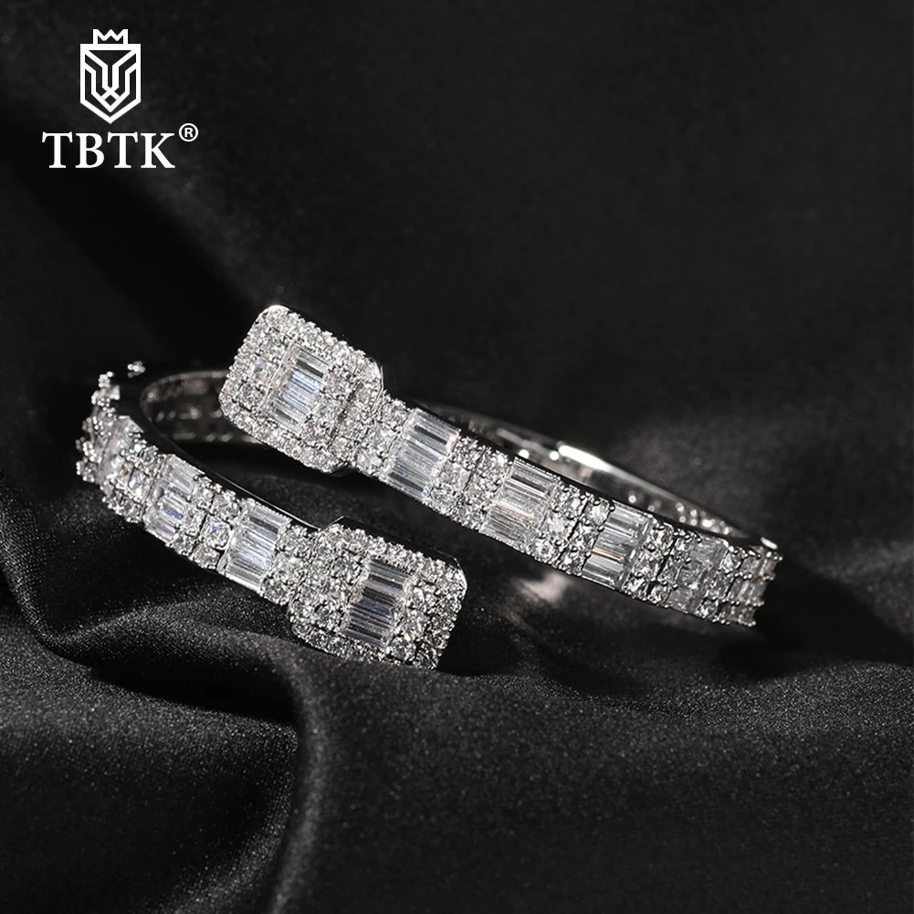 

TBTK Baguette Bracelet 7mm Square CZ Plated Micro Paved Iced Out Cubic Zirconia Bling Bracelets For Girls Luxury Hiphop Jewelry