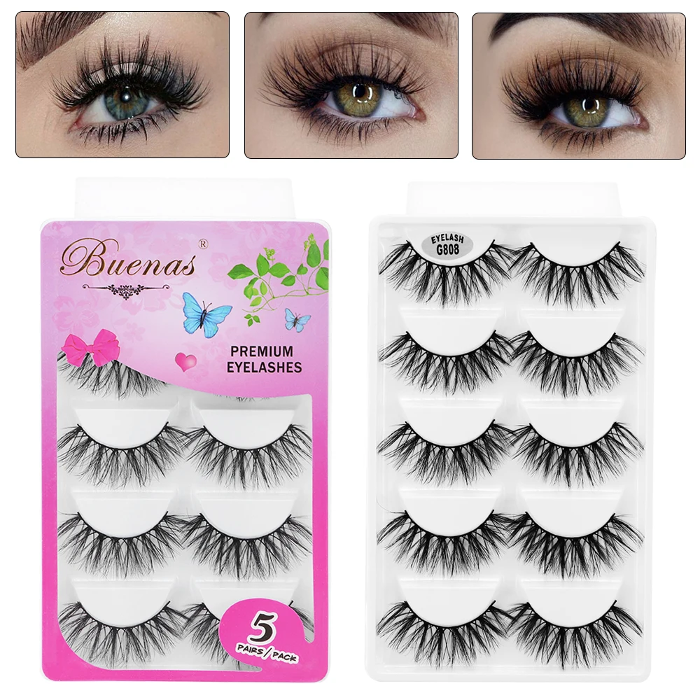 LEKGAVD 5 пар Wispies Fluffies драма ручная работа безжалостные ресницы 6D искусственные норковые волосы Накладные ресницы для наращивания Красота Макияж