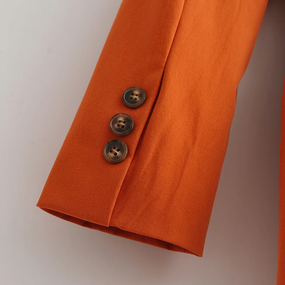 

Stylish Chic Women Orange Single Button Bow Sashes Lace-Up Jacket Elegant Ladies Lapel Collar Coat Casual Casaco Femme