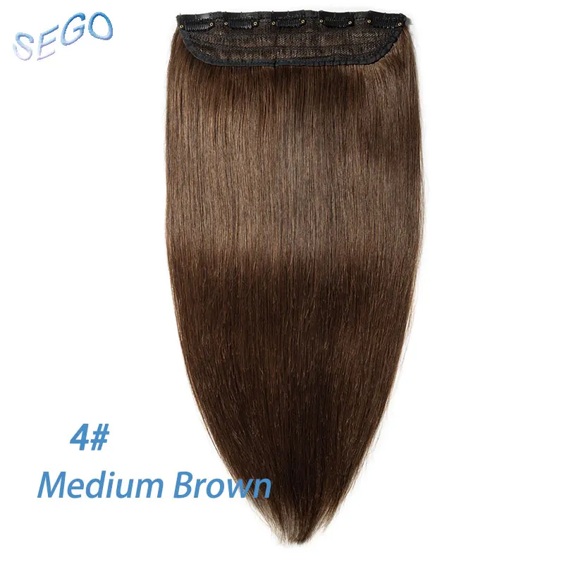 #4 SEGO 1"-22" 80 г-100 г, Одна Деталь настоящие человеческие волосы для наращивания 1 p/w 5 клипс, Non-Волосы remy шт Прямые бразильские волосы - Цвет: #4