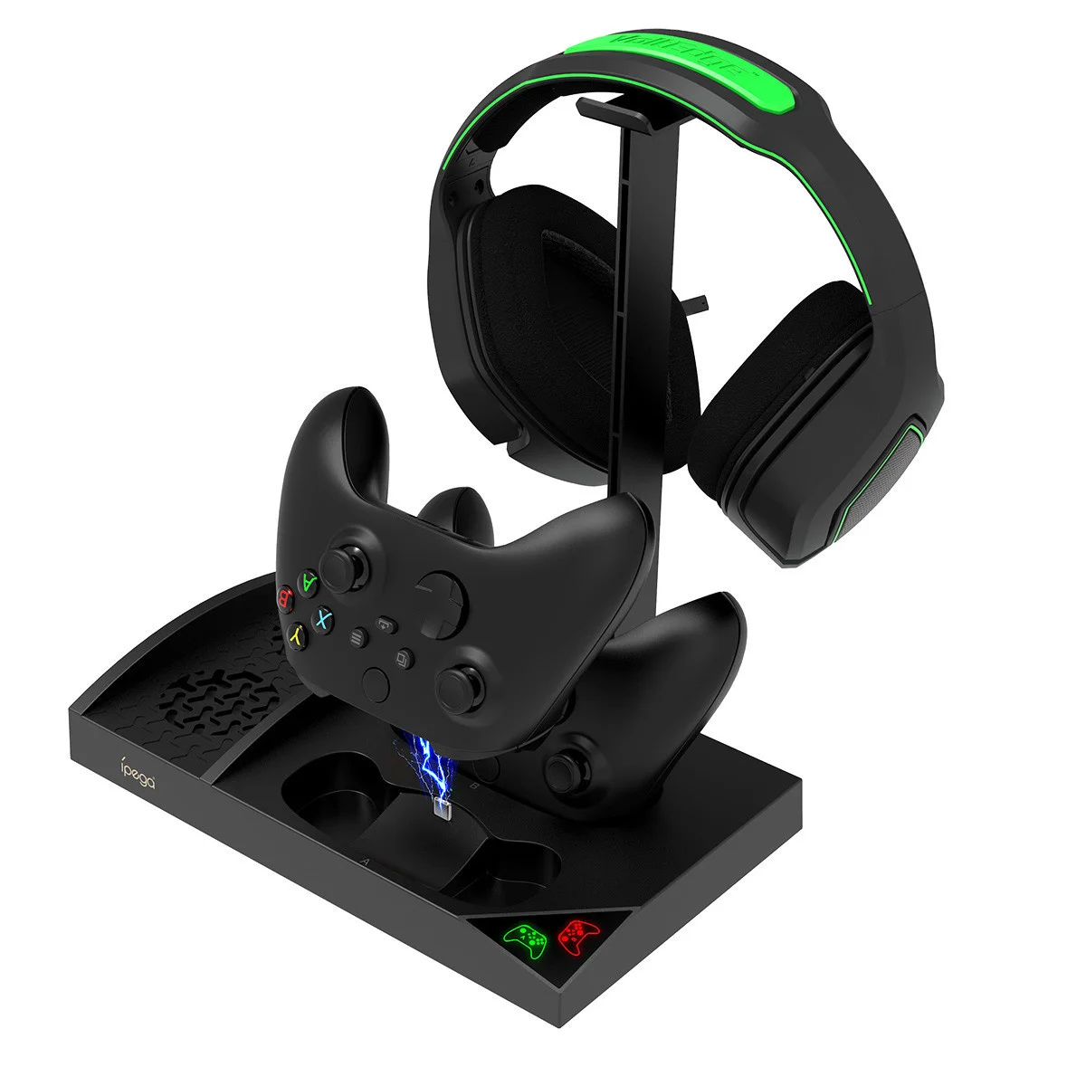

For Xbox Series S Console Host Multifunctional Cooling Fan Base XSS Game Handle Dual Battery Stand With Earphone Rack