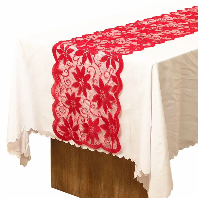 

Cupid's Arrow Love Table Runner Red Lace Table Runner Flower Lace Table Cover For Home Tablecloth Birthday Wedding Party Decor