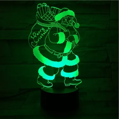 3d лампа милый подарок на Рождество Санта Клаус для детей сенсорный датчик